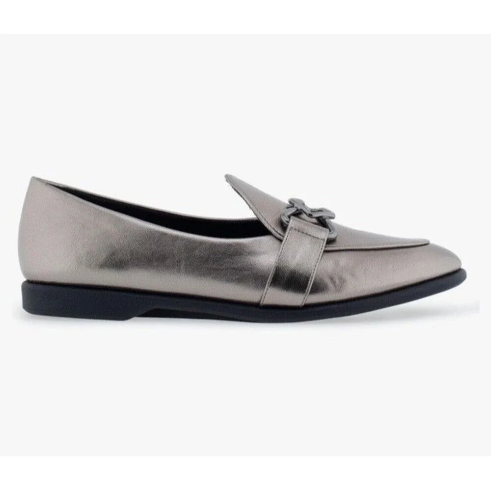 AEROSOLES Borgio Loafer‎ Flat Size 10.5 Graphite NEW Career Modern Work Comfort
